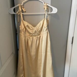 Elegant Yellow Satin Dress